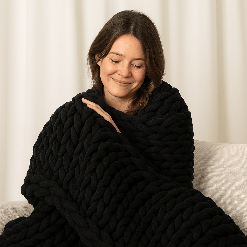 Afslapning og varme med tyngdetaeppe